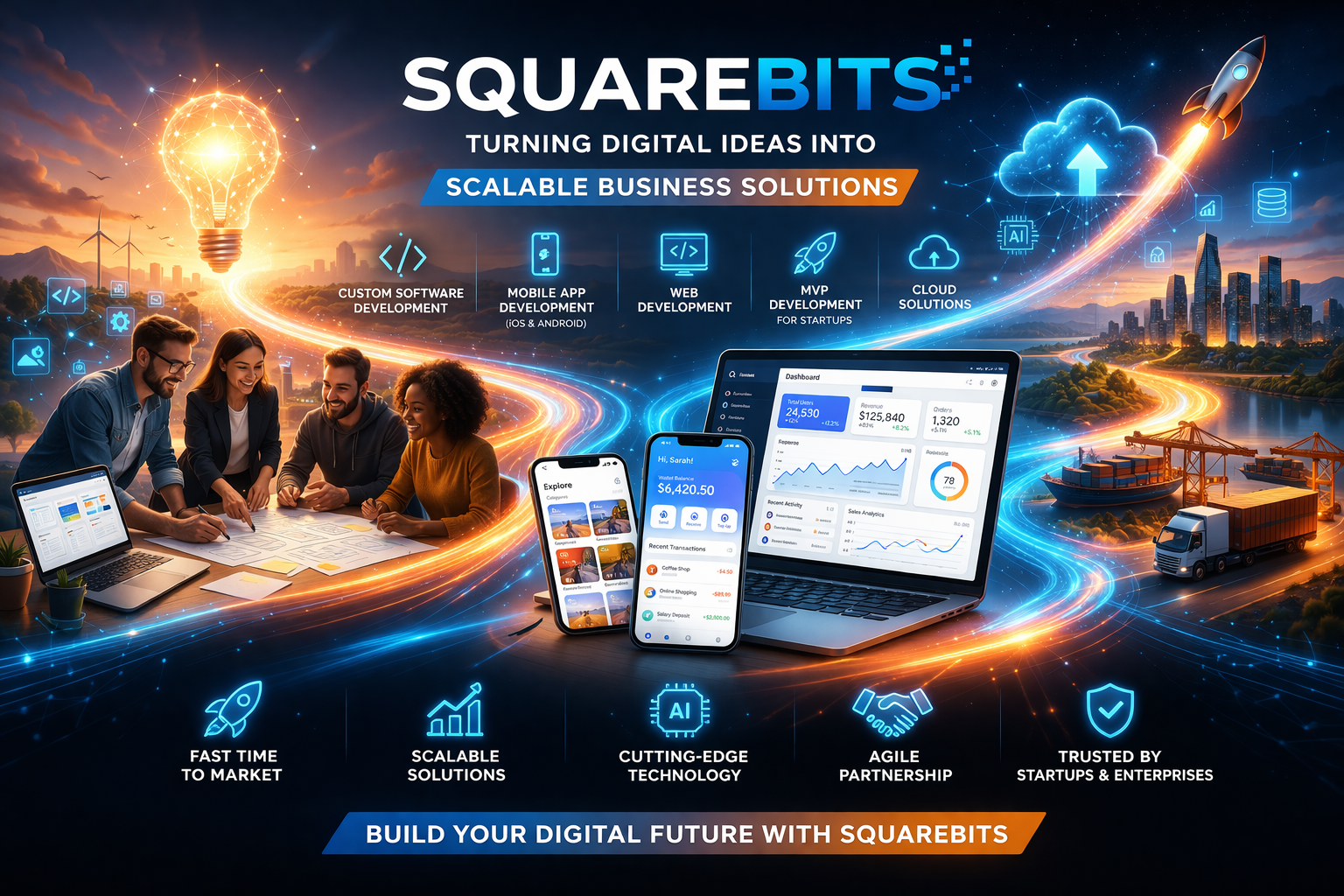 SquareBits: Turning Digital Ideas into Scalable Business Solutions